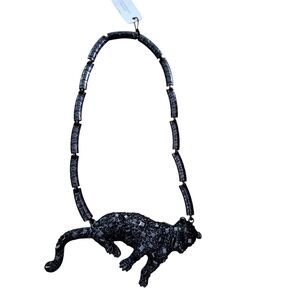 Natasha Couture Leopard GunMetal Statement Necklace